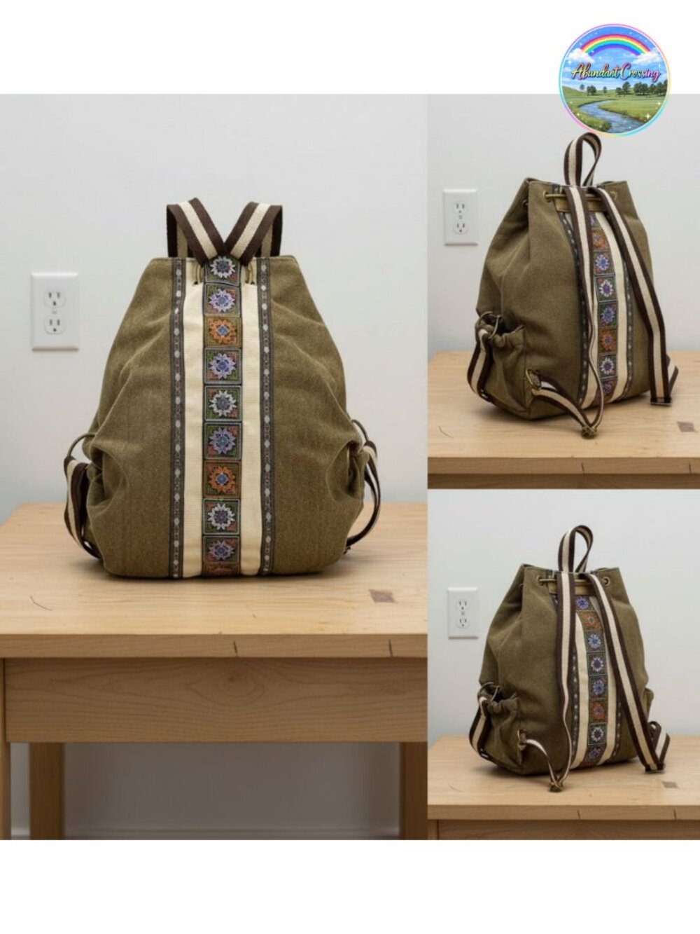 Canvas Backpack Daypack Vintage Heavy-Duty Anti-Theft Travel Bag Adjustable